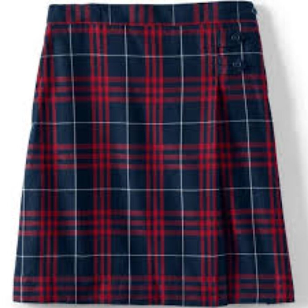 Lands' End Girls Uniform Plaid Knee Length Skirt